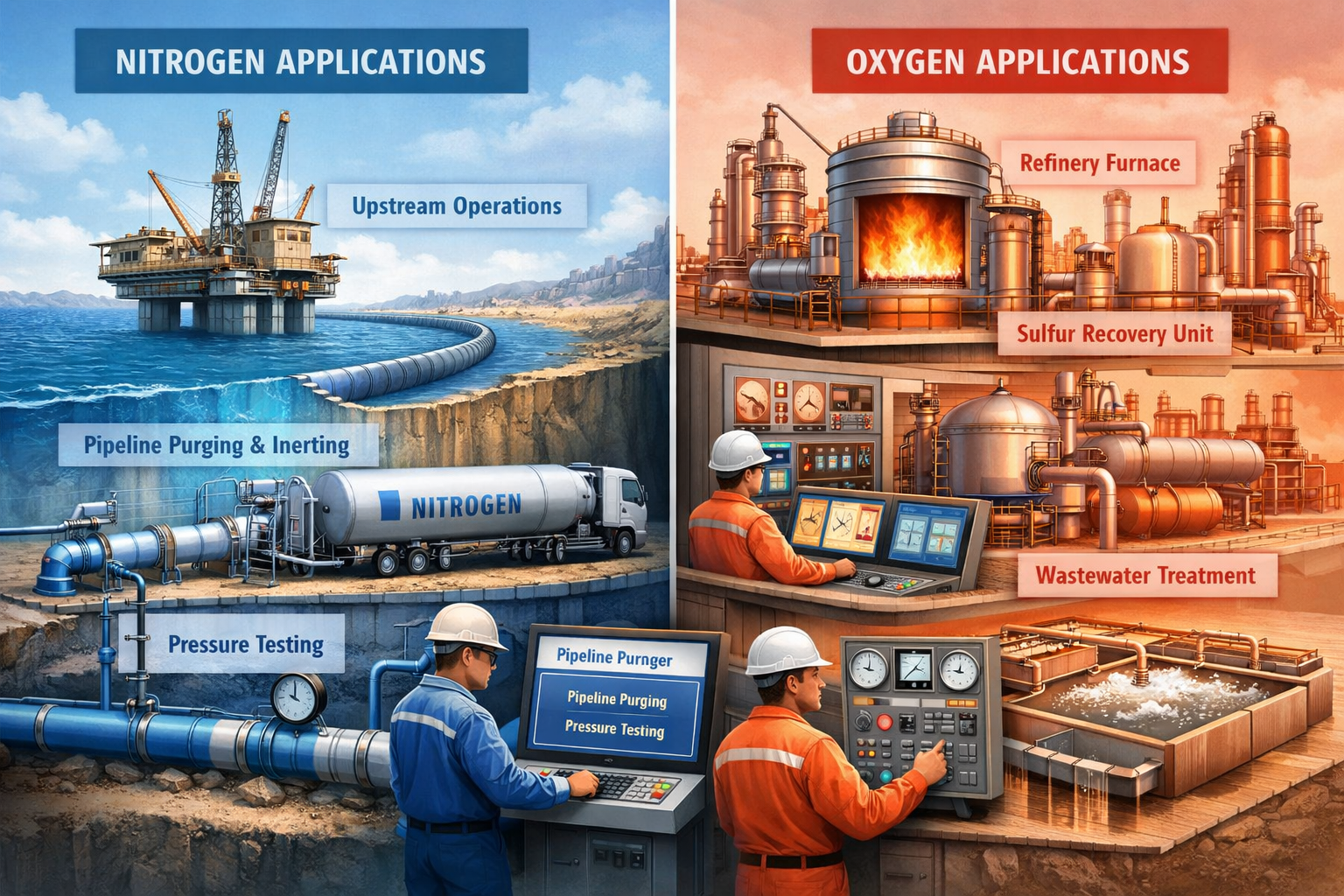 nitrogen and oxygen applications in oil & gas operations.